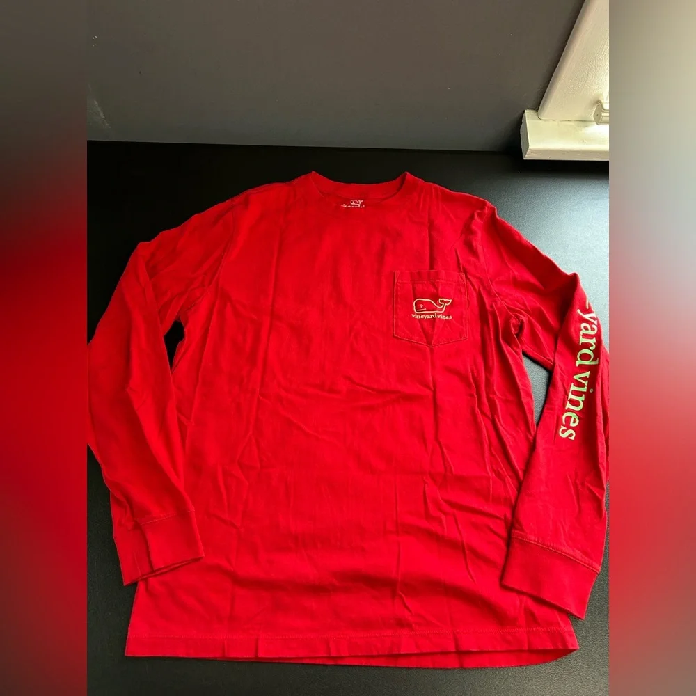 Vineyard Vines Youth‎ Large Red Long Sleeve Logo T Shirt Cotton Preppy Beachy